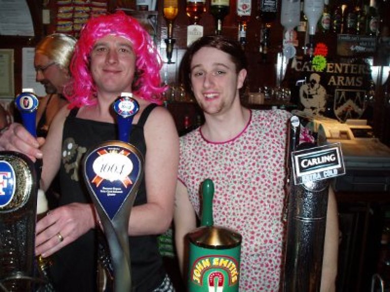 Bar staff join in the occasion