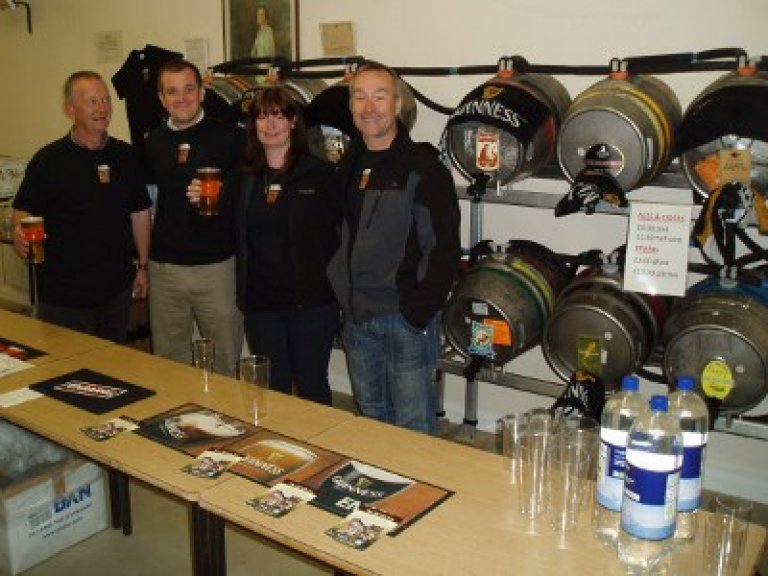Plough Horbling Beer Festival September 2012.  Jonathan and Su with 2 helpers on the left